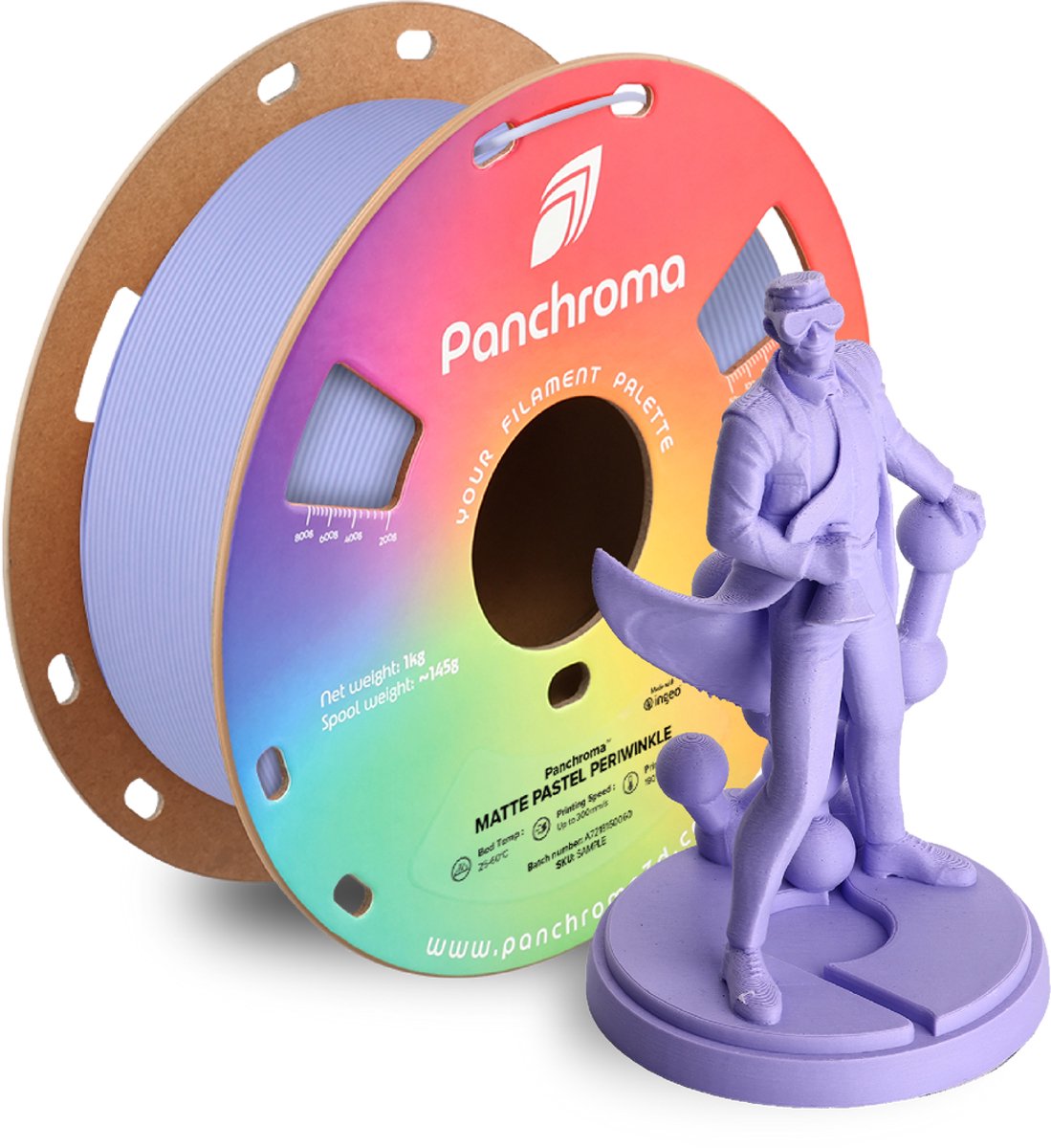 PLA MATTE 1,75mm Pastel Perzriwinkle 1kg POLYMAKER PANCHROMA PolyTerra 3D FILAMENT