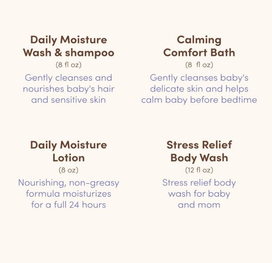 Aveeno Baby Bathtime Gift Set Mommy & Me - 4-delige Babyverzorging & Stress Relief voor Mama - Baby Wash, Shampoo, Dagelijkse Lotion & Calmerend Bad, Colloïdale Havermout van Aveeno — afbeelding 3