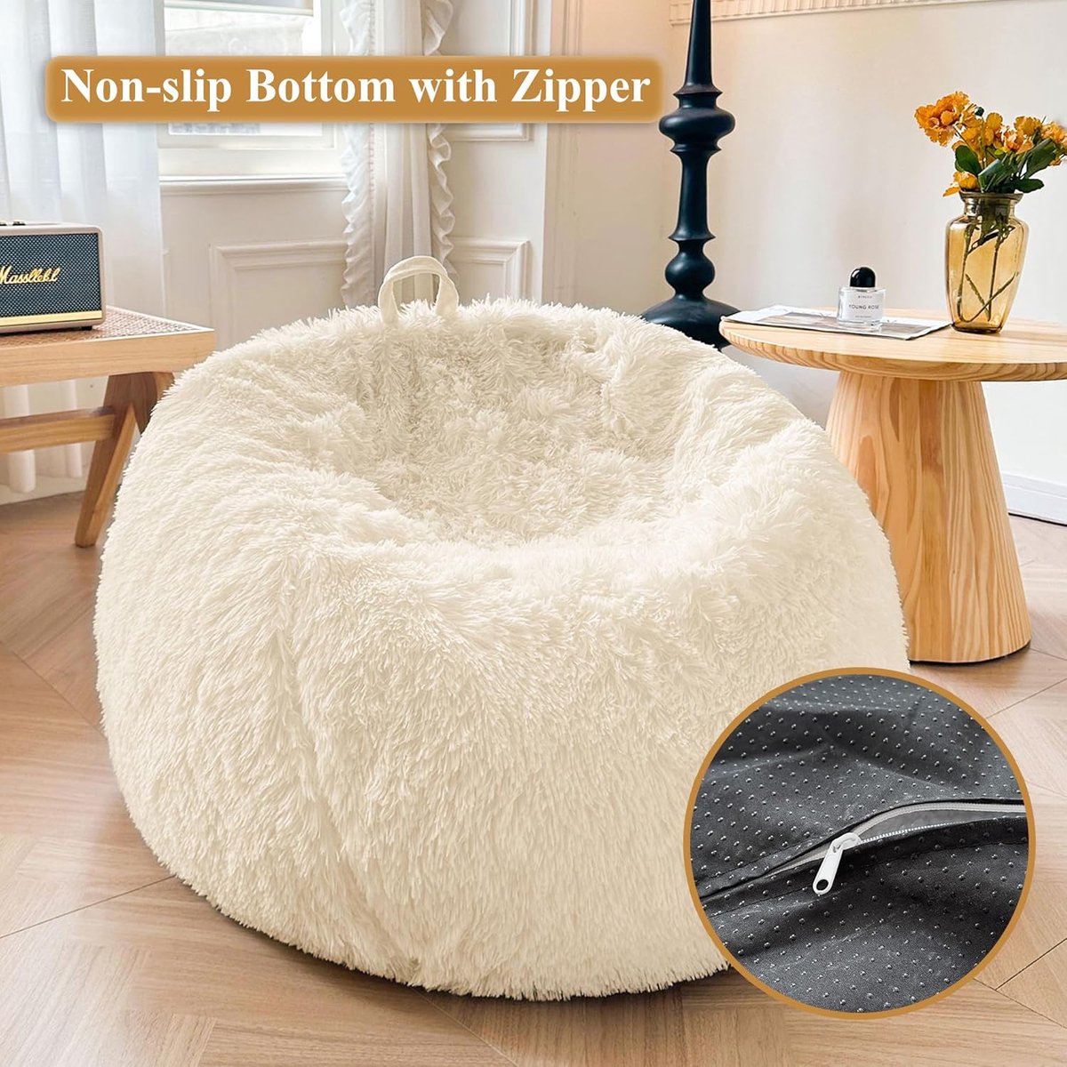 Zitzak Poef Eco Vulling 80 x 90 x 50 cm – Comfortabele Relaxstoel, Zitkussen & Vloerkussen – Ergonomische Lounge Bean Bag voor Volwassenen – Marineblauw – Pauwhome
