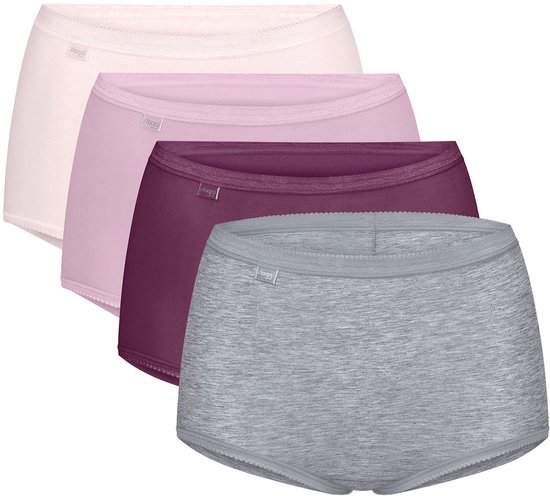 Sloggi Women Basic+ Maxi (4-pack) - dames slip - heel lichtroze - roze - aubergine en grijs