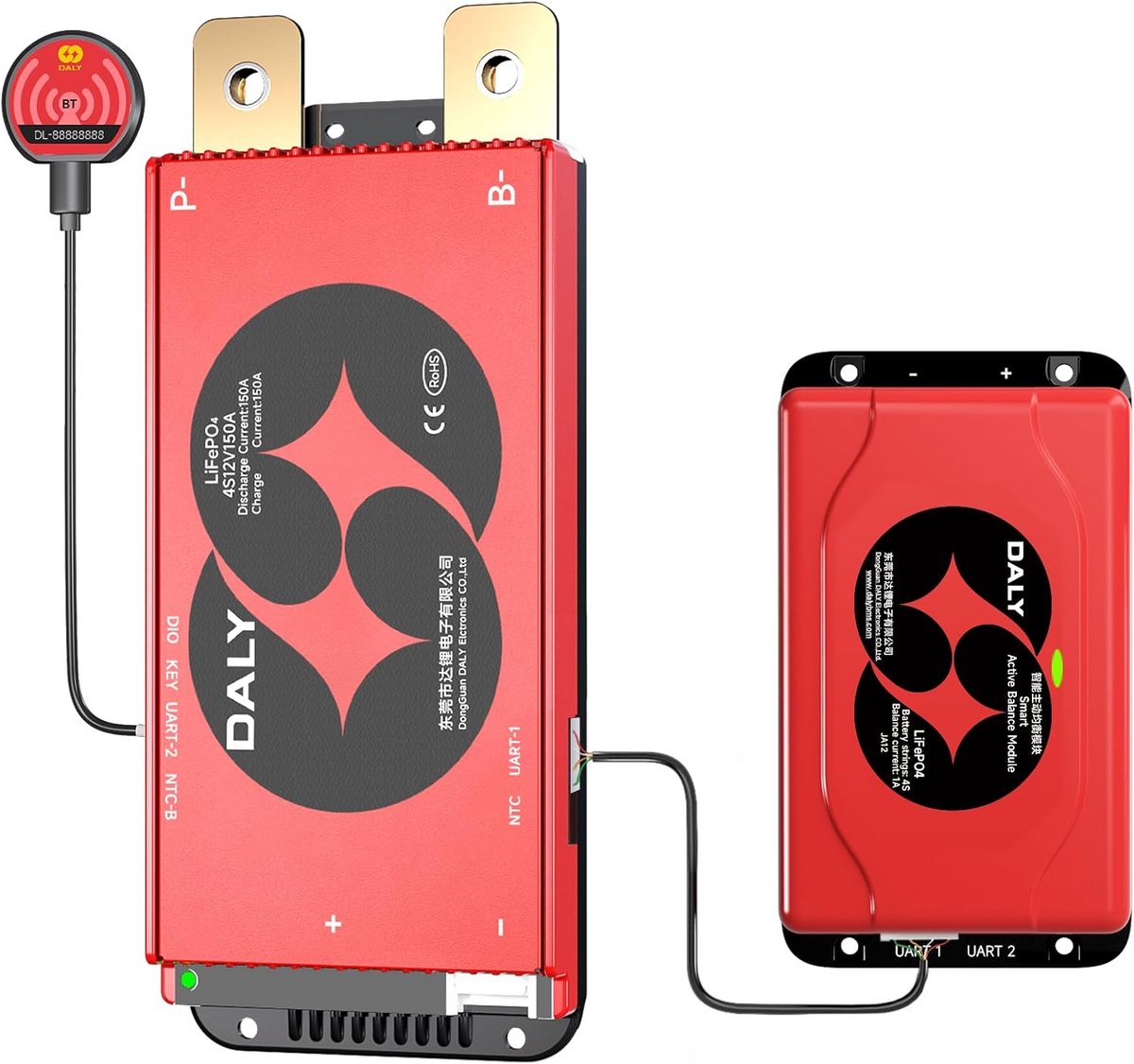 4S 12V 150A LiFePO4 Batterijbeheersysteem met 1A Actieve Balancer en Bluetooth