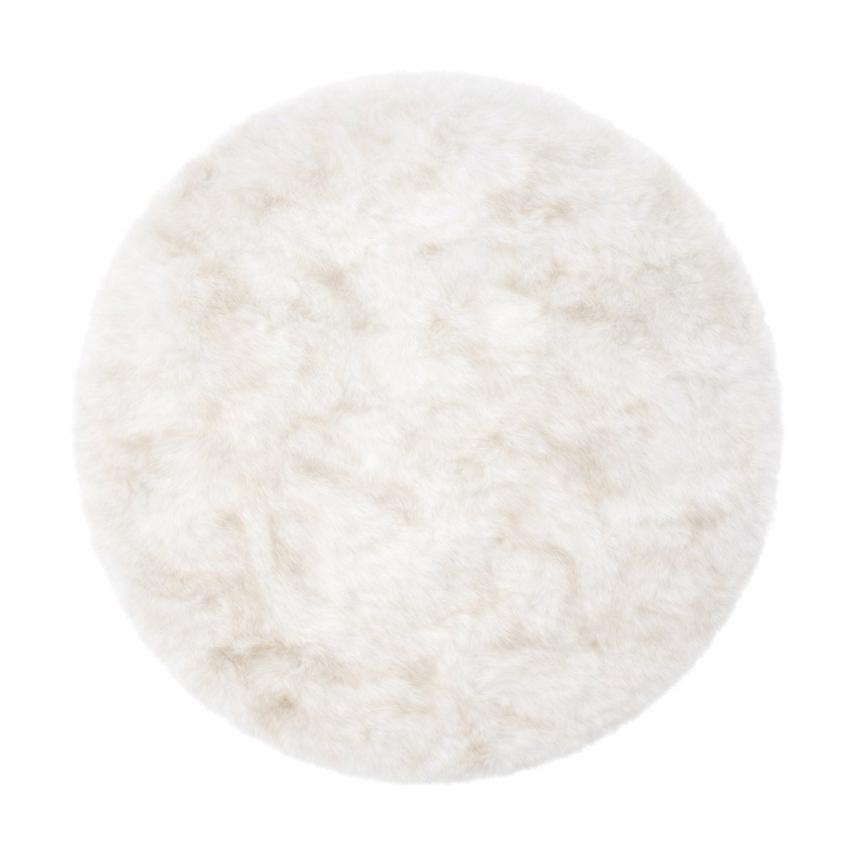 Hoogpolig Fluffy Vloerkleed 120 cm rond Ivoor wit/Off white – 30 mm Shaggy Tapijt – Zacht Vloerkleed voor Woonkamer en Slaapkamer