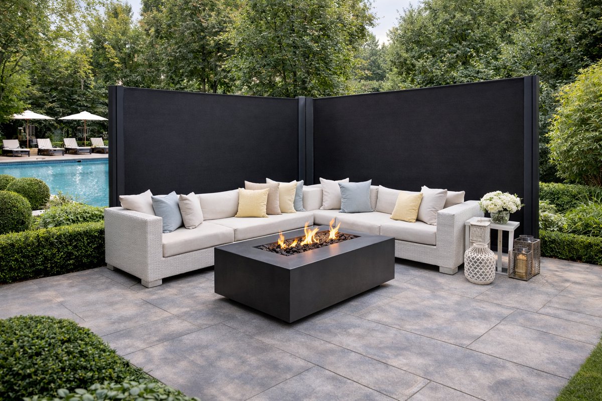 Fameilleur Uittrekbaar Dubbel Windscherm 600x160 cm Zwart – Windscherm Tuin 6 Meter – Uitschuifbaar Zijscherm Terras – Privacyscherm Balkon – Windbreker Buiten – Oprolbaar Tuinscherm – UV30+ Waterbestendig – Windafscherming Horeca – Zijluifel – Tuin