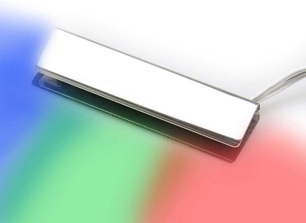 Set van 3 RGB LED Glasrandverlichting voor Vitrines en Glasplaten
