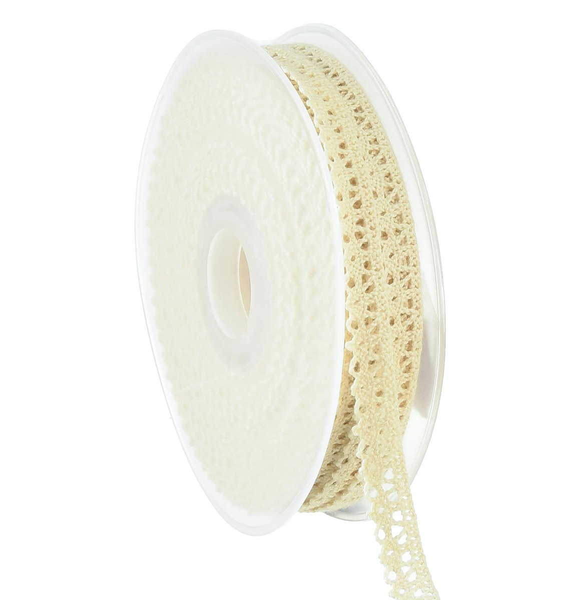 Decoratief lint crème met gehaakte kant vintage B12mm L20m