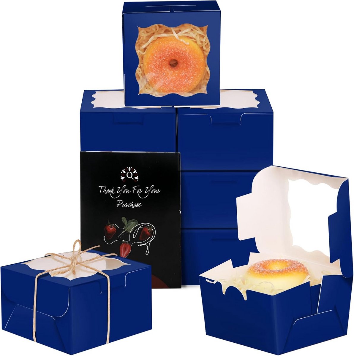 Mini Taartdozen met Venster - Blauw - 15 Stuks - Perfect voor Cookies, Macarons en Gebak