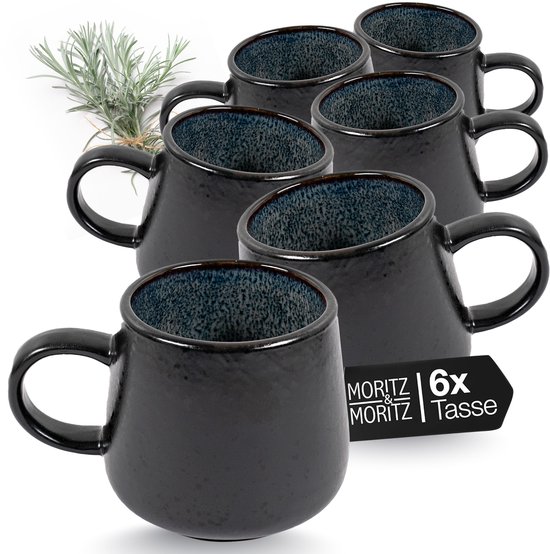Solid koffiekopjes, set van 6, grijs