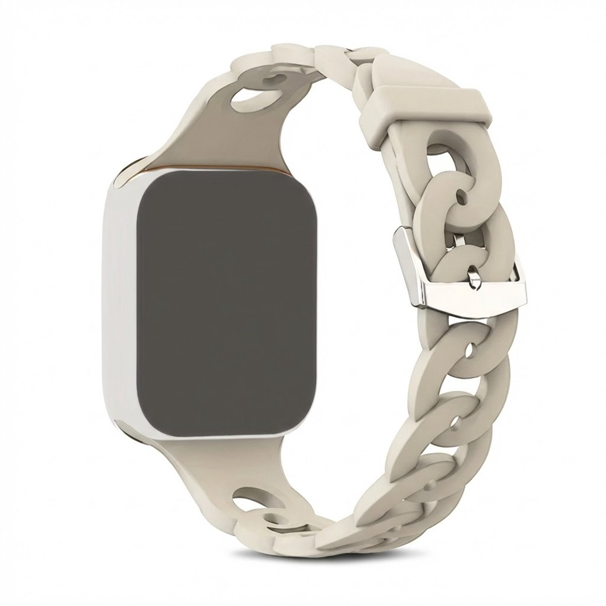 Abrikoos horlogebandje voor smartwatch dames en heren met ultra dun schakel design van silicone en vaste sluiting, geschikt voor Apple Watch 38 40 41 mm