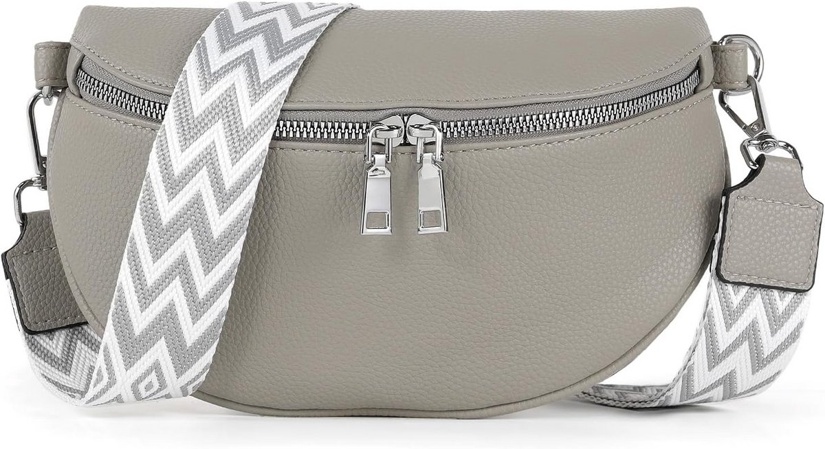 Veelzijdige PU-leren Schoudertas Dames met Brede Riem, Crossbody en Heuptas Stijl