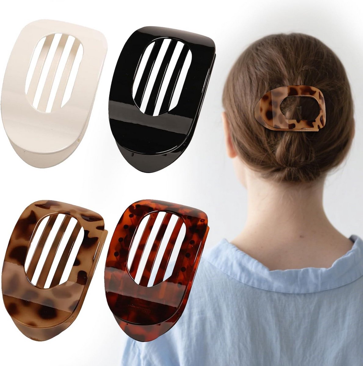 4 Stuks Platte Dunne Haarklemmen voor Dames met Dik Haar