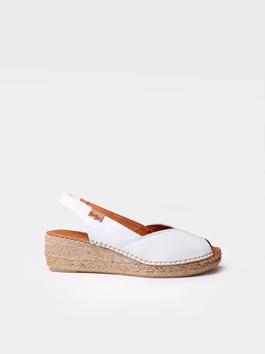 Dames leren espadrille met open neus en sleehak | BERNIA-P