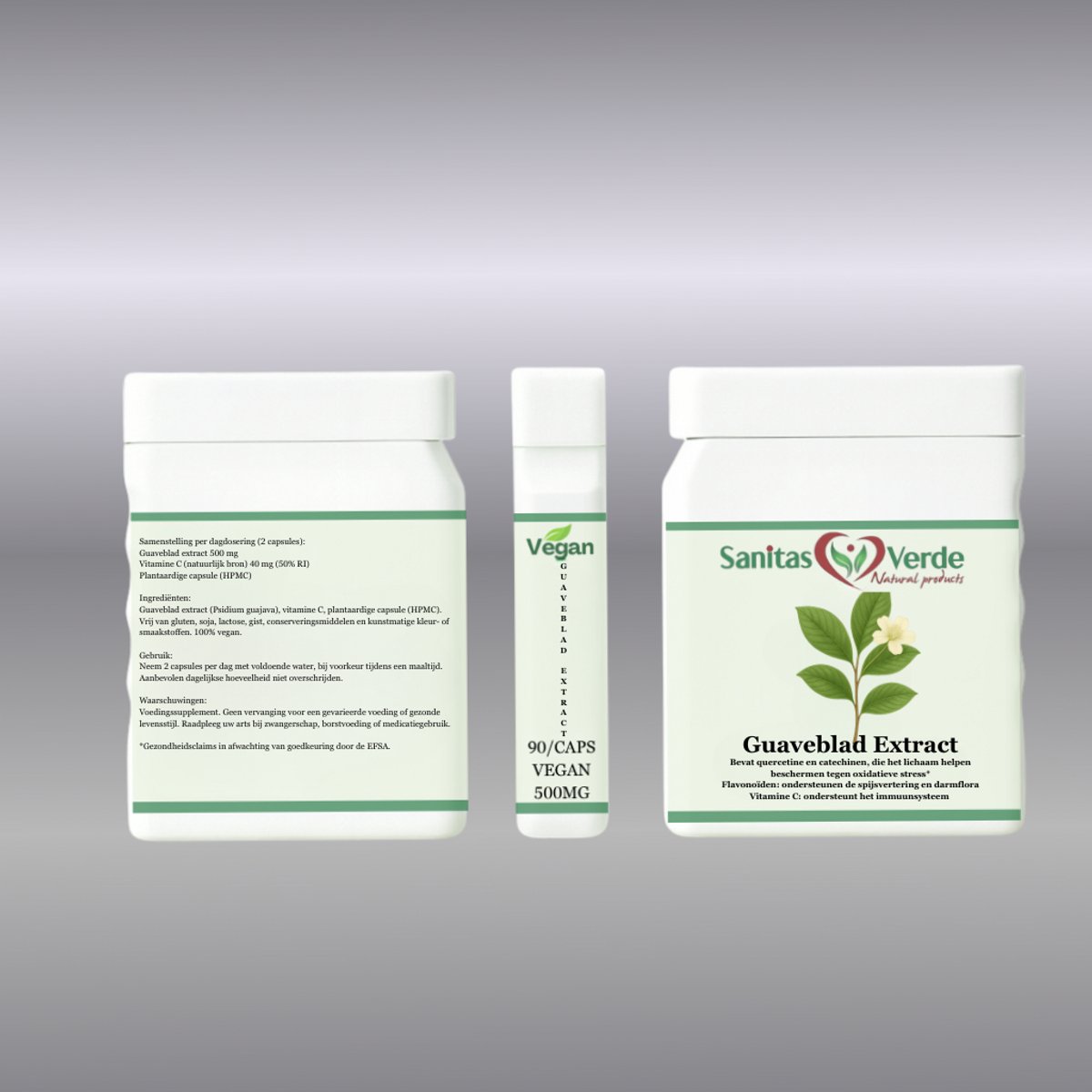 Sanitas Verde Guaveblad Extract 500 mg Spijsvertering Darmflora Immuunsysteem 90 Vegan Capsules