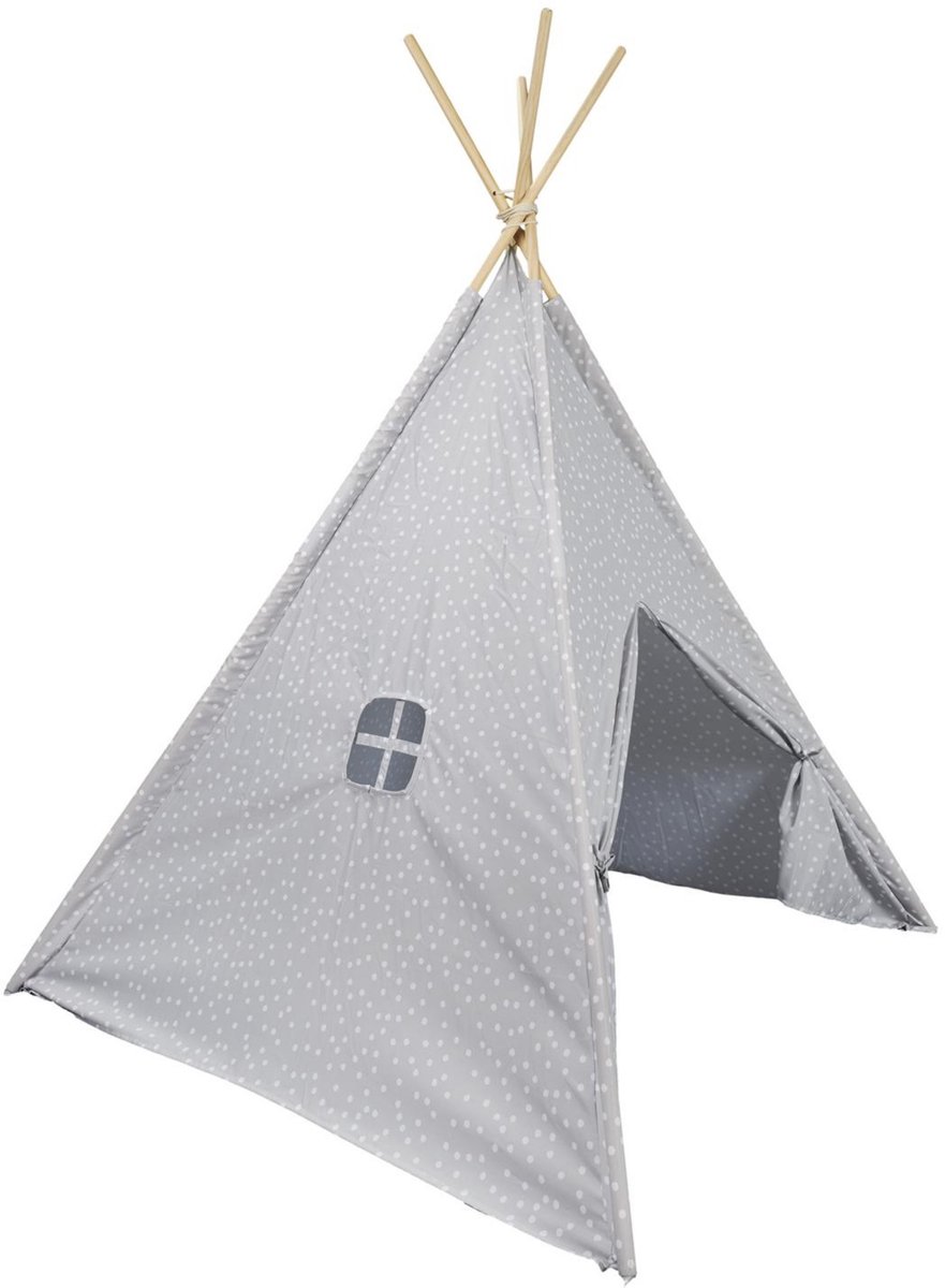 Home Deco Kids Tipi speeltent voor kinderen - 120 x 120 x 160 cm - grijs - wigwam