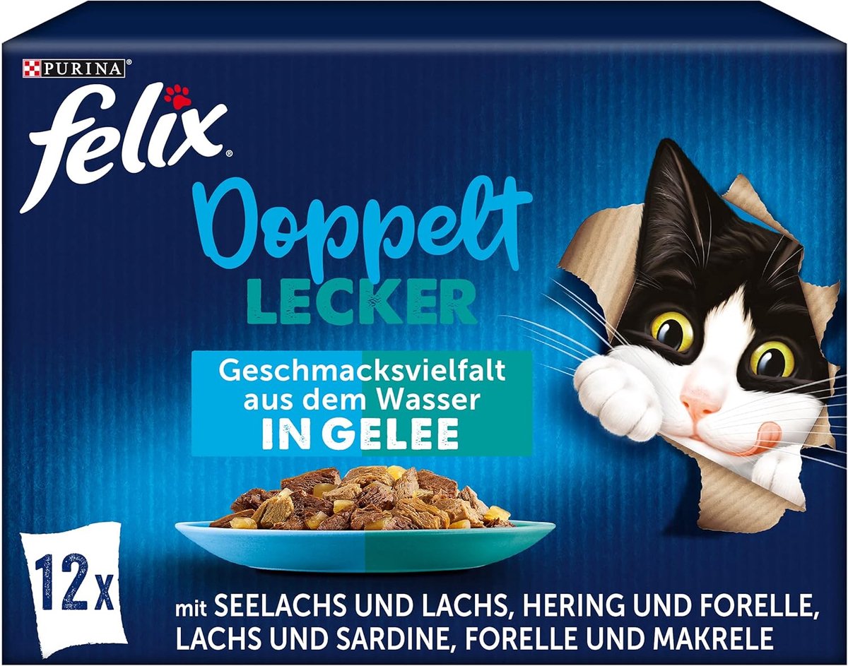 Felix FELIX Dubbel lekker Smaakvariatie uit het water Natvoer voor katten (1 x 12 x 85g)