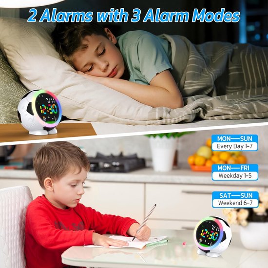 Kinderwekker - Digitale Wekker Slaapkamer - Slaaptrainer Kinderen - Oplaadbaar — afbeelding 4