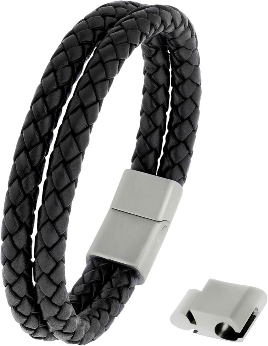 Echt Leren Armband met Roestvrijstalen Sluiting voor Dames en Heren