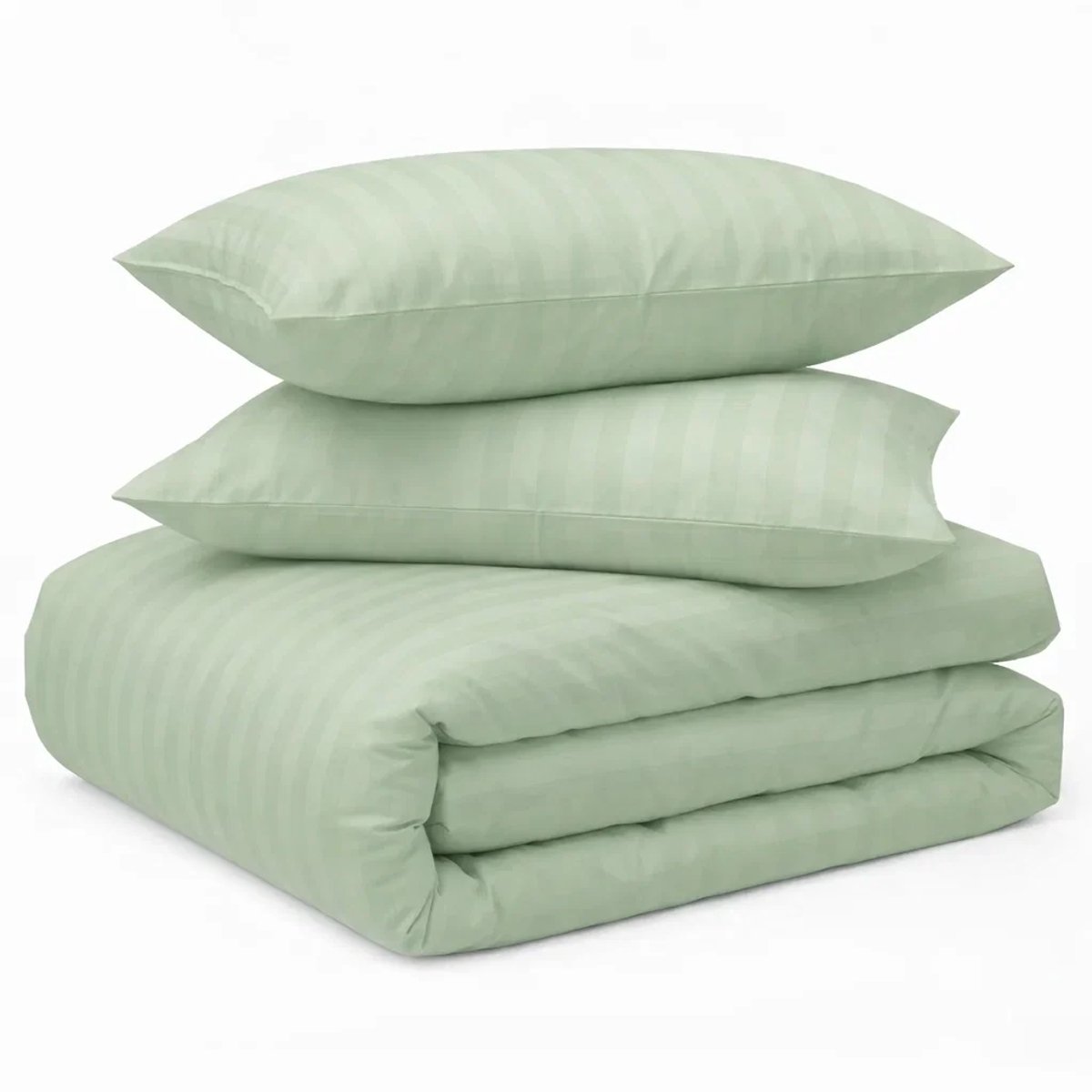 Decoware Dekbedovertrek Hotelstreep 200x220 cm - Lichtgroen - Katoensatijn - Met Kussenslopen - Tweepersoons