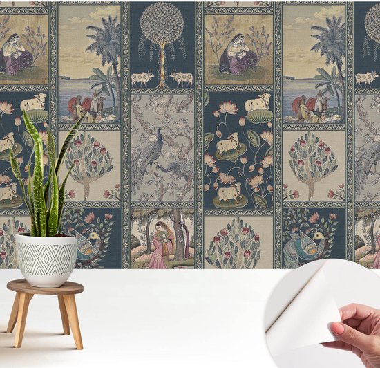 Wallfluent Zelfklevend Behang - Romantische scène Stickerbehang op rol - 208x146 cm - Marine Zelfklevend Behang - Plakklare achterzijde - Voor de woonkamer, slaapkamer en kantoor Zelfklevend Behang