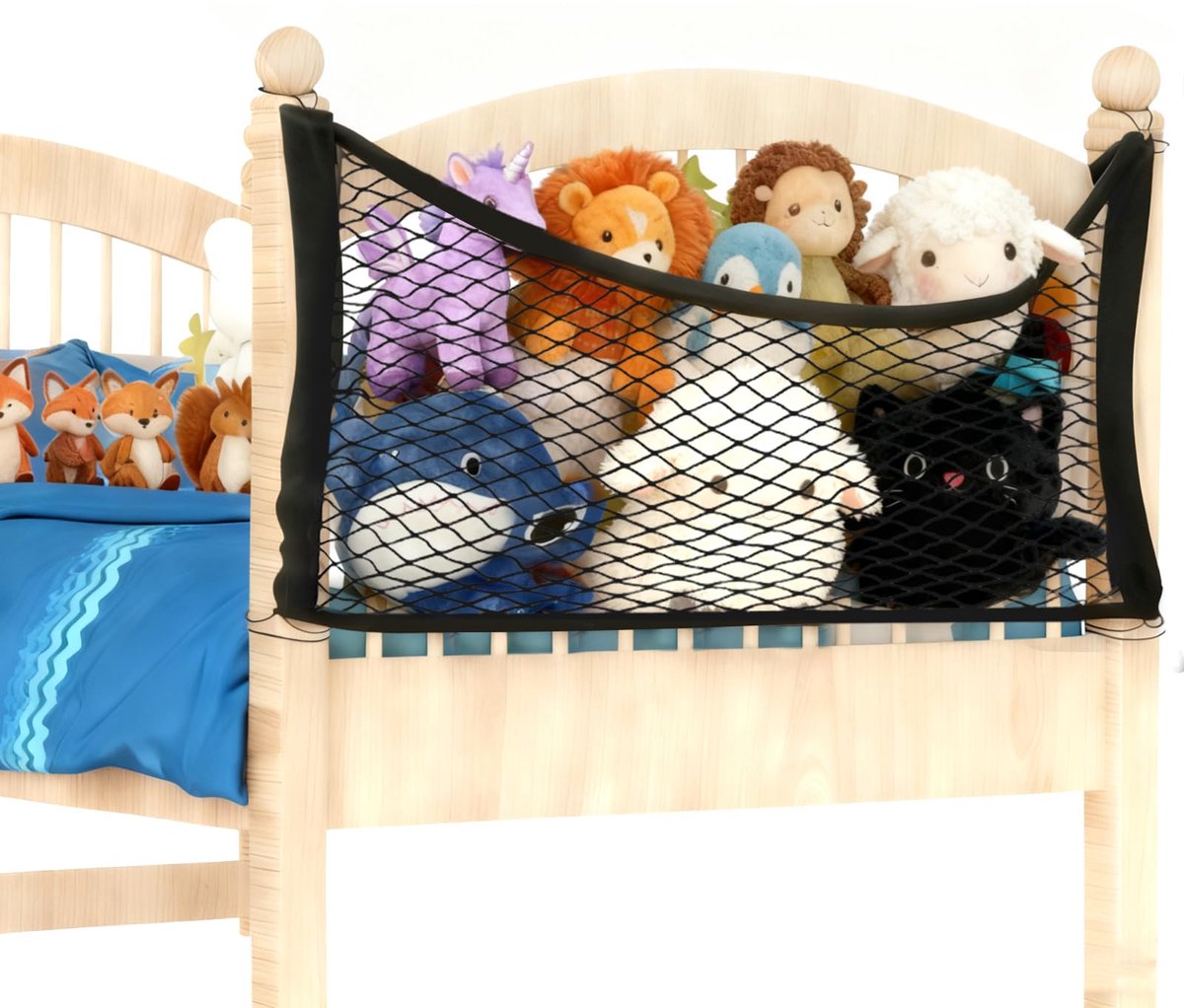 Bedzijde Knuffeldier Organizer - Zachte Polyester Hangmat - 70 x 30 cm