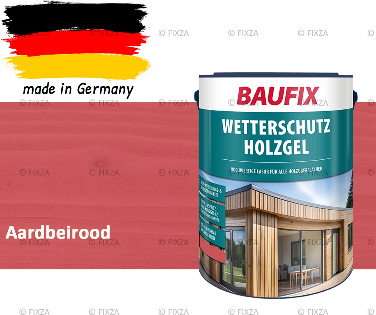 BAUFIX Buitenbeits – Aardbeirood – Zijdeglans – 5 Liter – Voor Schutting, Tuinhuis & Blokhut – UV- & Weerbestendig