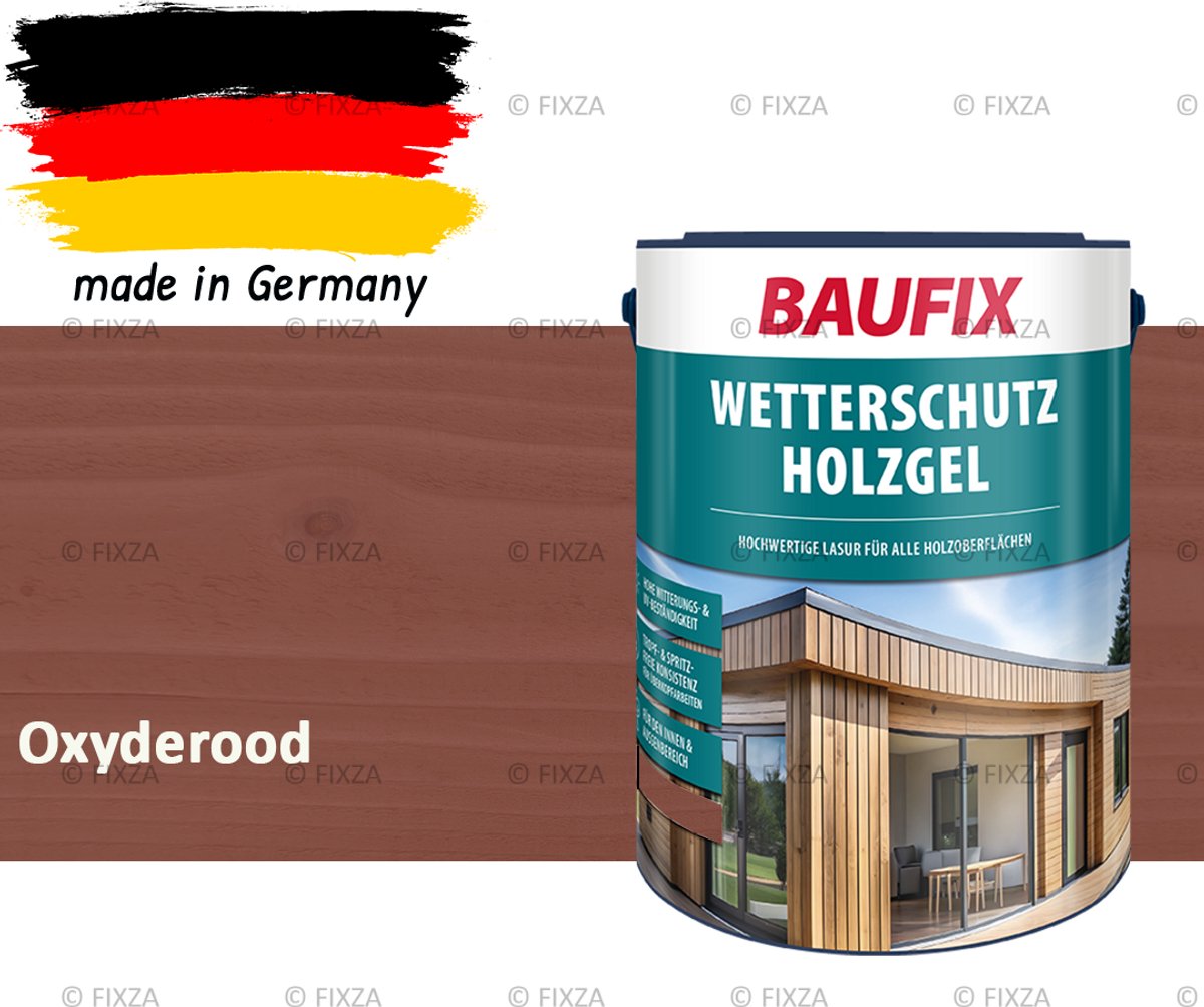 BAUFIX Buitenbeits – Oxyderood – Zijdeglans – 5 Liter – Voor Schutting, Tuinhuis & Blokhut – UV- & Weerbestendig