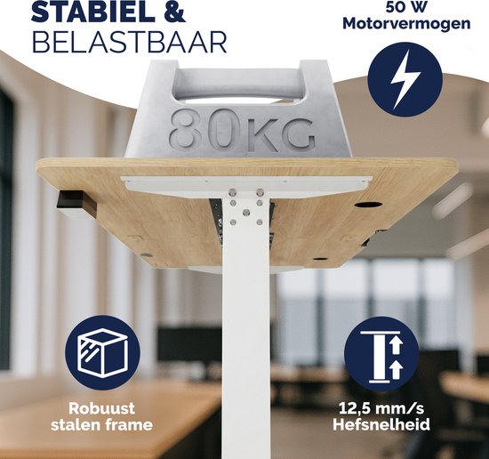 Bureau assis-debout Casaria - Réglable électriquement USB 140x60cm – Beige