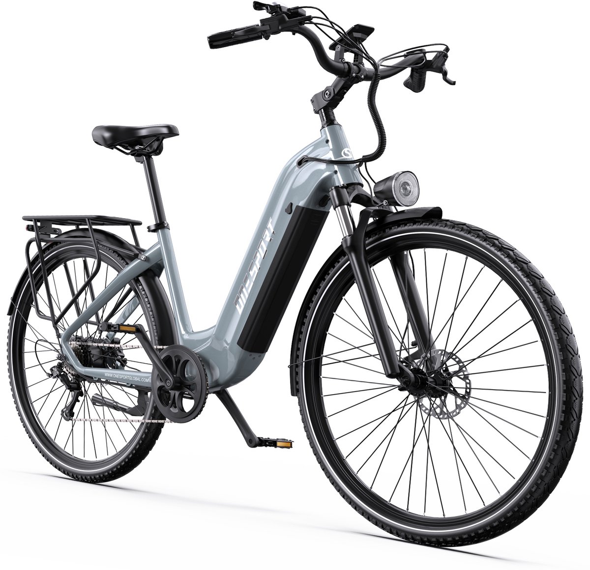 【Eindejaarsdeal】Elektrische Fiets ONESPORT OT05PRO - 140 km Actieradius - 810Wh/22.5Ah Accu - 28 Inch Wielen - Shimano 7 Versnellingen - Hydraulische Schijfremmen - Aluminium Frame - LCD Display & APP - Elektrische Stadsfiets - Grijsblauw - 【Eindejaarsdeal】Elektrische - €989,99