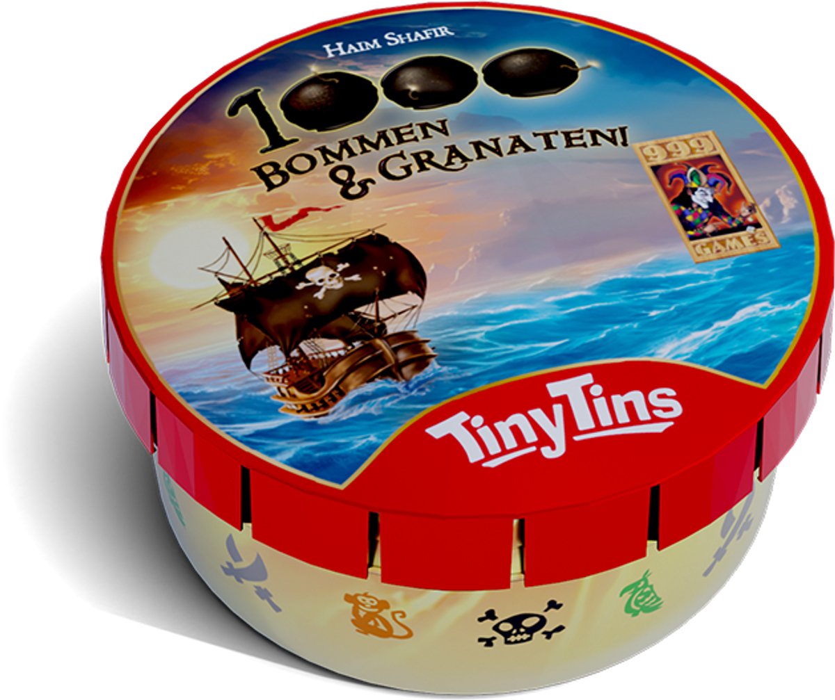 999 Games - Tiny Tins: 1000 Bommen en Granaten - Een grote buit in een klein schatkistje! - Reisspel - Familiespel - Klein cadeautje