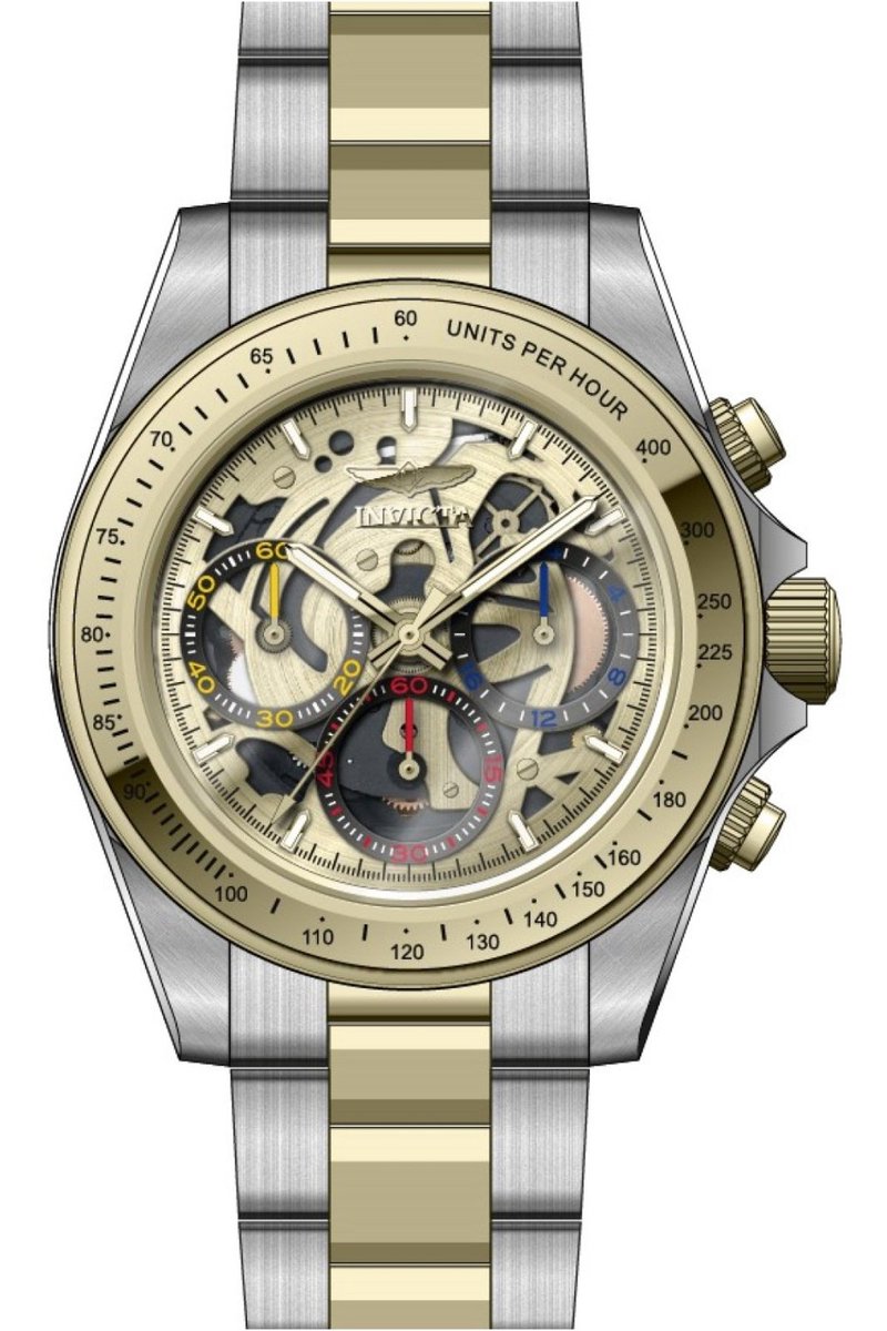 Invicta Speedway 50276 Heren Horloge - Waterdicht - Analoog - Quartz Uurwerk - Roestvrij Staal met gouden Wijzerplaat - 39mm