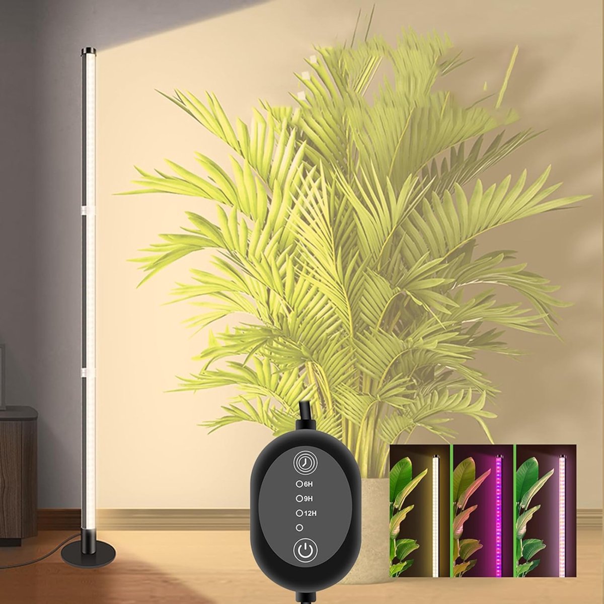 Kweeklampen - Plantenlamp - LED Kweeklamp 120cm - Kweeklampen Binnen - Zwarte Volledig Spectrum Plantenlicht met 3 Standen & Timer - Geschikt voor Binnenplanten en Kas