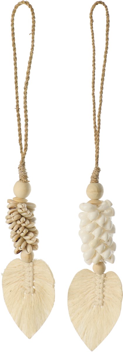 J-Line sleutelhanger - schelpen - naturel/ecru - set van 2