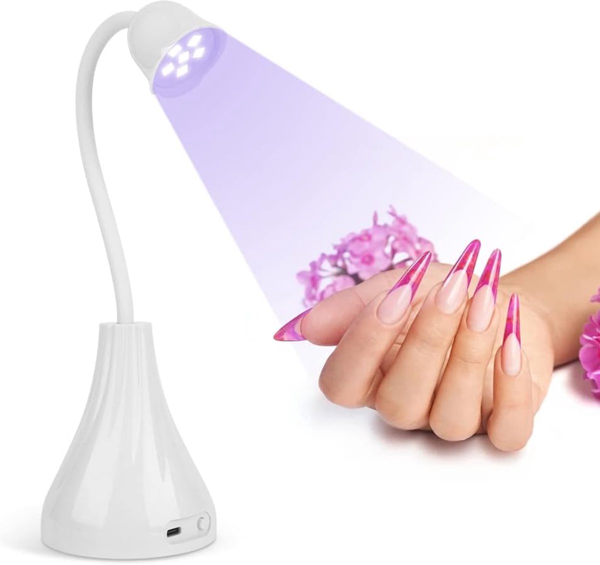 UV LED-nagellamp, draagbare mini-nageldroger, 360° draaibare handsfree snelle gelnagellamp, nagellakhardingslamp, flitshardingslamp, geschikt voor doe-het-zelf nagelkunst thuis en nagelsalon nagelkunst.