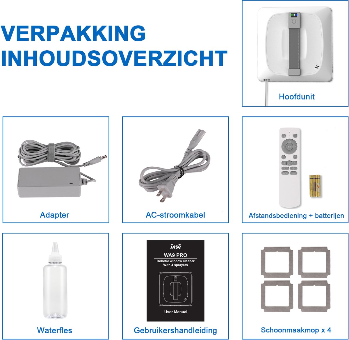 Grenintol Robot Ramenwasser - Ruitenreiniger - Ramenwasser - Robot Ramenreiniger - Window Cleaner - Streeploos Schoonmaken - Met Valbeveiliging - Bedienbaar met Afstandsbediening - 3 Reinigingsmodi Voor Hoge Ramen - Spiegels - Marmer - INSE thumbnail 6