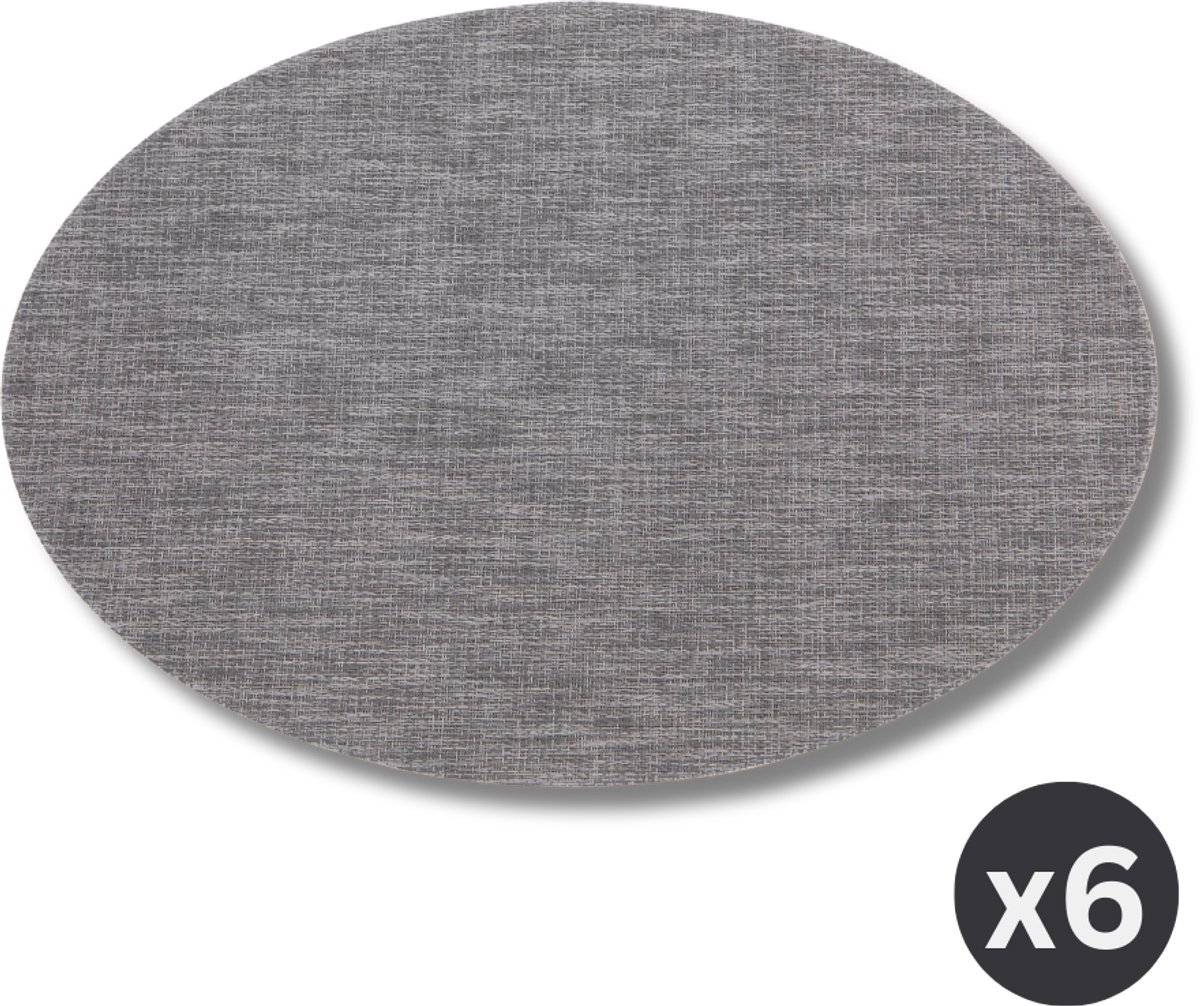 ZICZAC - Placemat PURUS - SET/6 - Microban, antibacterieel - Ovaal, donkergrijs