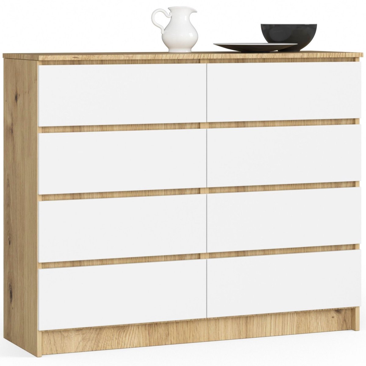 Ladekast K120 met 8 Lades / AKORD Furniture Factory / Artisan Eik - Wit / 120 x 99 x 40 cm