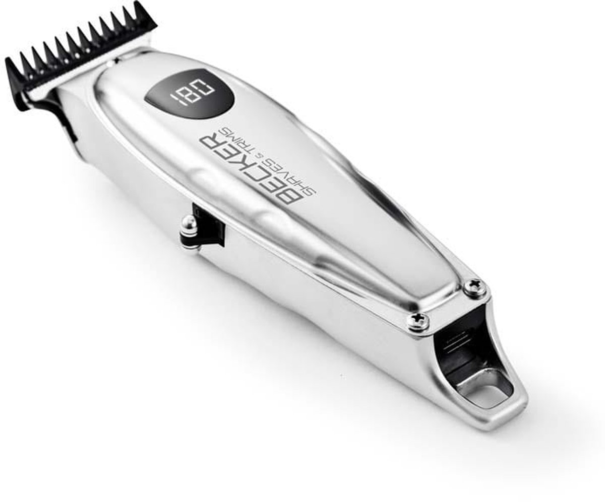 Becker VMAX+ INOX - Haar- en Baardtrimmer - Draadloos - 6 Opzetkammen - LED Display