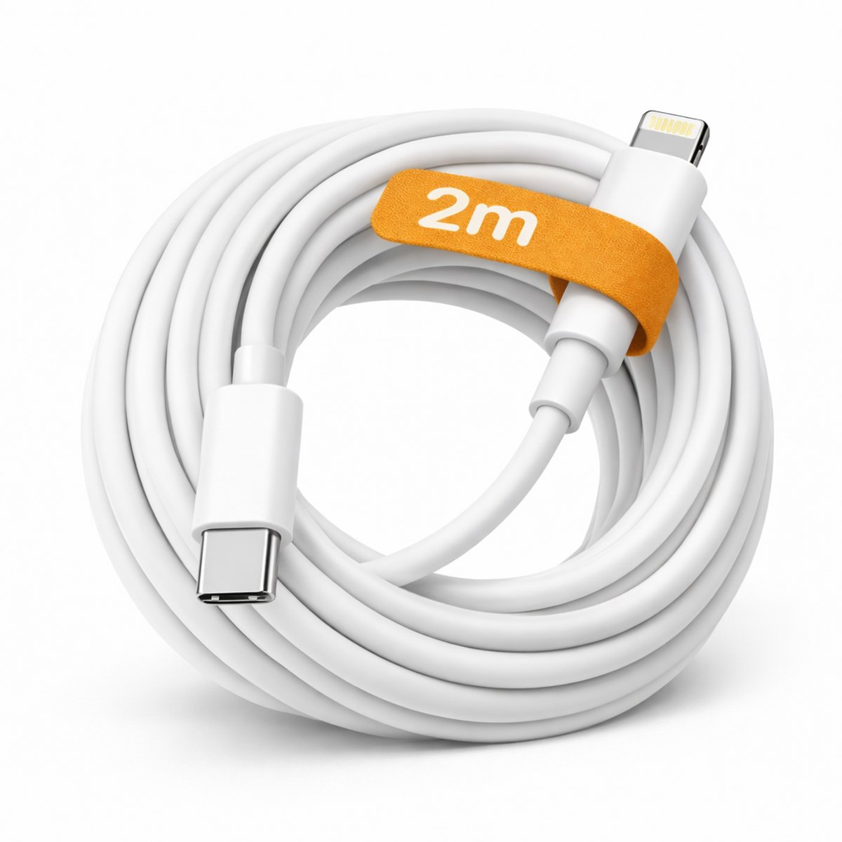 Adapie - USB-C naar Lightning Kabel 2 Meter – Geschikt voor iPhone 14, 13, 12, 11, X, XR, XS, 8, 7 – Snellaadkabel – Wit