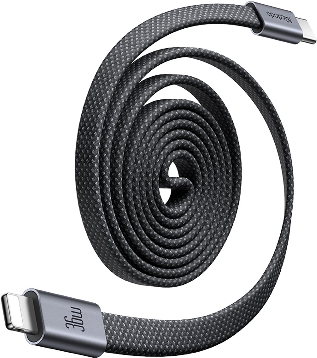 Mcdodo 36W Snellader - Magnetisch USB C naar Lightning Kabel - 1 Meter - Zwart