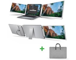 Portable Monitor 2x 15,6 inch Full HD - Tri Screen Laptop Scherm Uitbreider - Extra Scherm Laptop - Draagbare Monitor - Plug & Play - Solvify