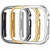 Zwart zilverkleurig en goudkleurig smartwatch beschermhoes set geschikt voor Apple Watch 46 serie 10 / 11 mm driedelige harde PC case hol ontwerp decoratieve watch case