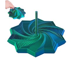 Fidget - 3D - 12 x 12 cm - Magische Ster - 3D Expanded Sensory Fidget Star met handvat - Multicolor - Fidget Toys - Kado Tip - Stressverlichting voor volwassenen - Ontspannend - Stress verlichten - Blauwgroen
