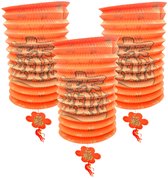 Chinese gelukslampion - 6x - crepe papier - 20 cm - Aziatisch thema - rood
