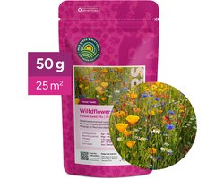 Wildbloemenmengsel Laag - één- en meerjarige bloemzaden - 50 gram voor 25 m² - 31 laagblijvende wilde bloemen - Veldbloemen zaad - Lokt bijen, hommels en vlinders