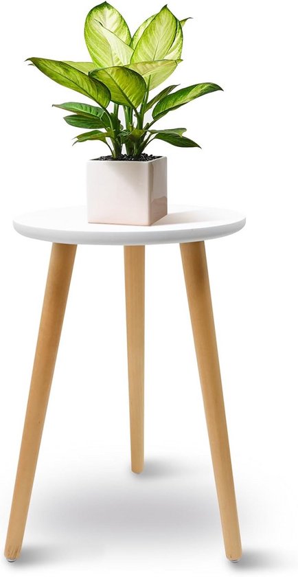 Spetebo Houten Bloemenkruk Met 3 Poten – Naturel, Massief Hout, 29 Cm Doorsnee – Voor Planten, Decoratie Of Als Bijzettafel!
