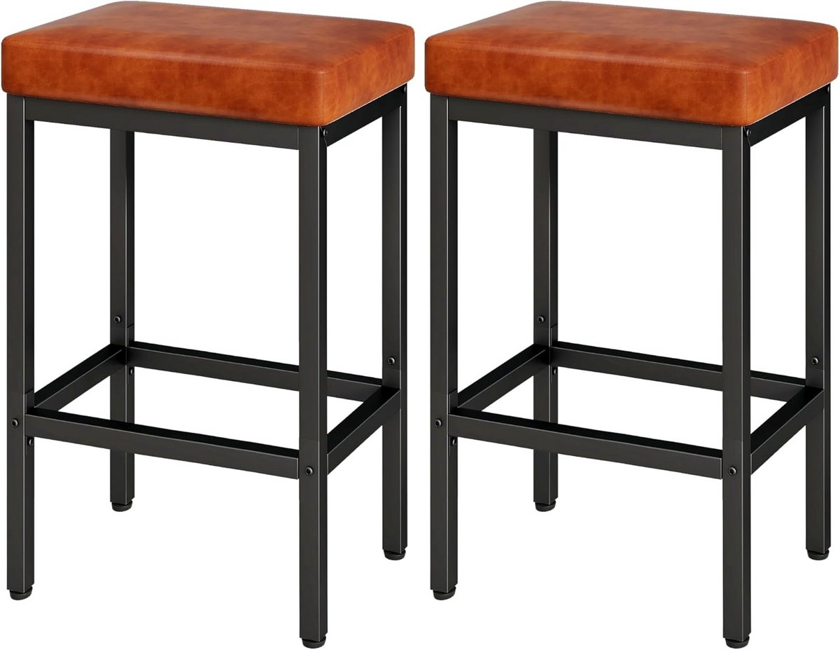 Set van 2 Barkrukken met Comfortabel Zitkussen en Metalen Frame