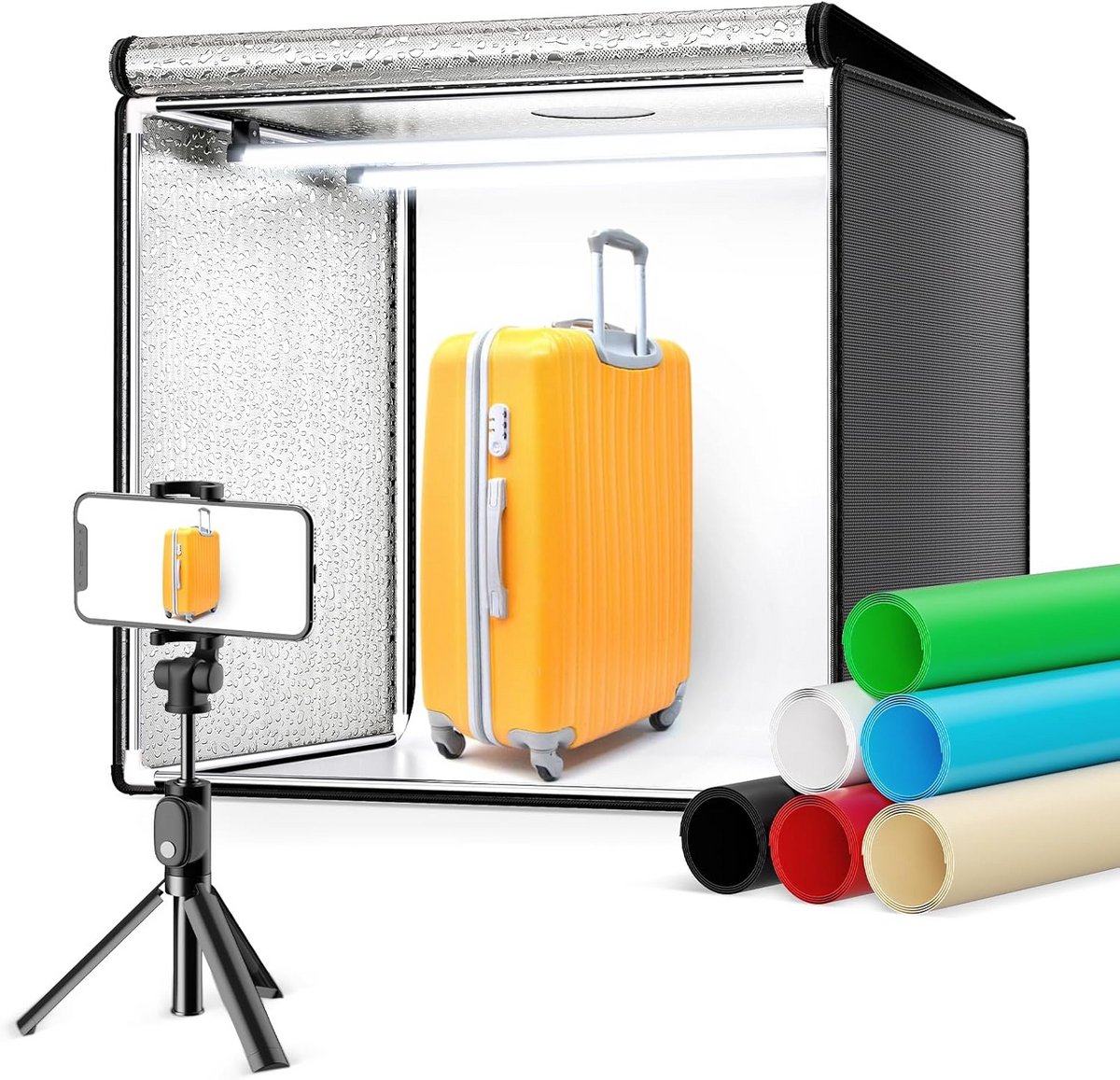 Draagbare Fotolichtbox met Instelbare LED Verlichting en 6 Achtergronden