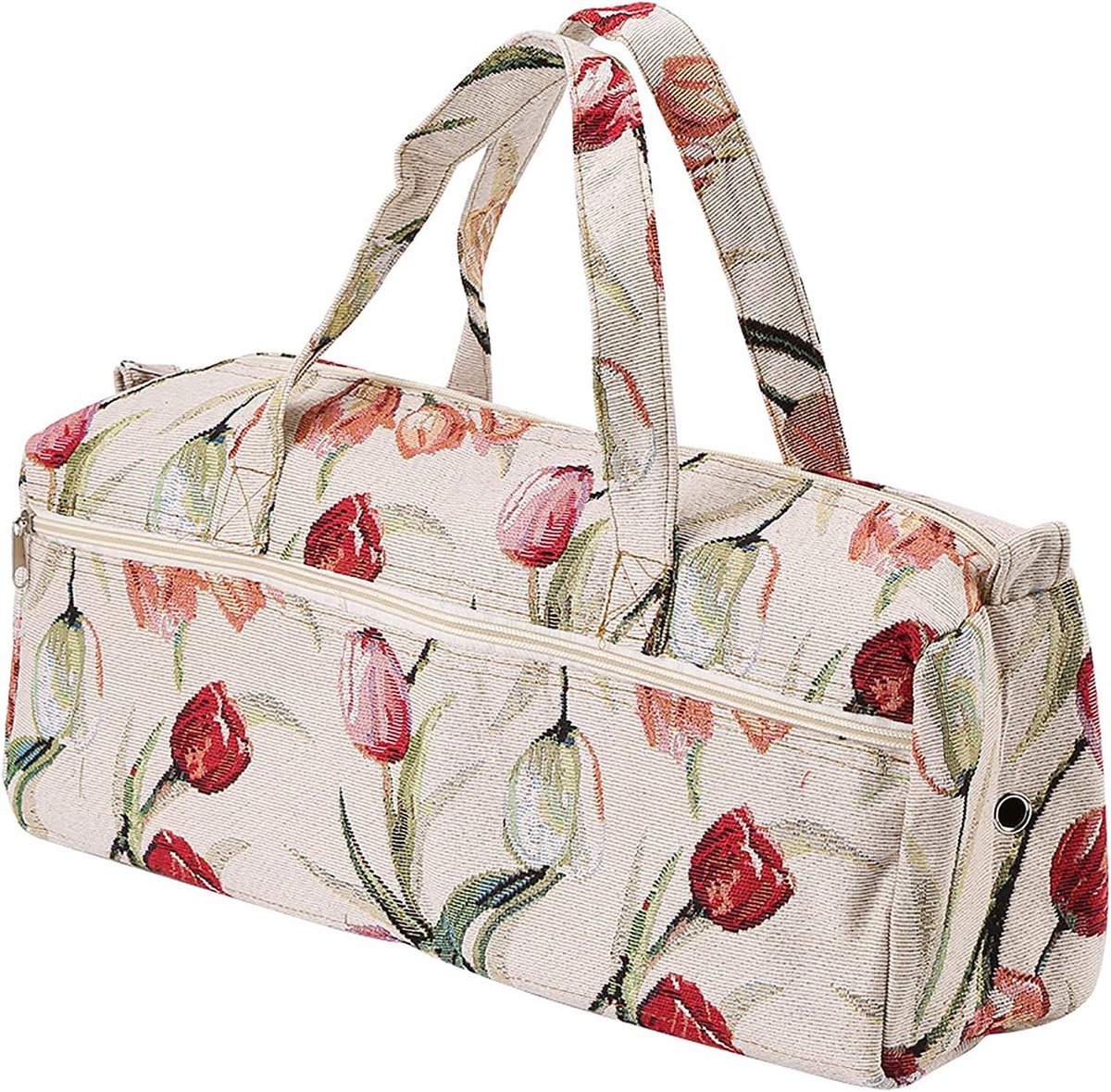 Grote Handwerktas voor Breinaalden en Accessoires - Stevige Opbergtas met Bloemdessin