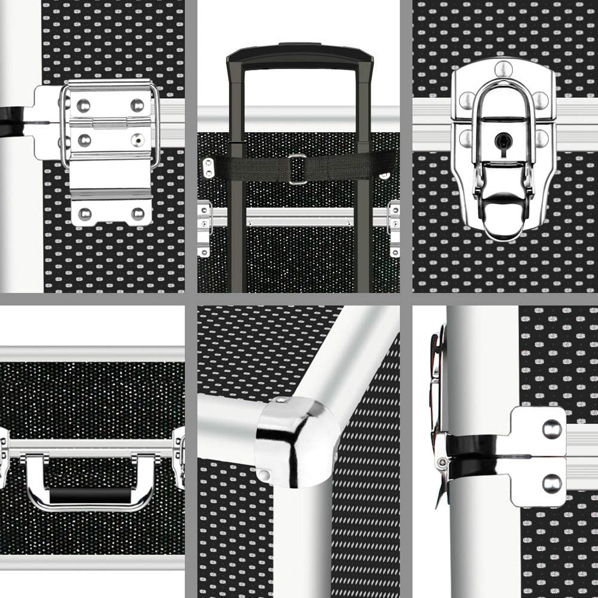 Professionele Verrijdbare Make-up Koffer 4-in-1 Reisorganizer met Uitschuifbare Dienbladen