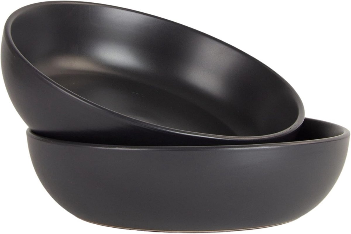 Set van 6 Matte Diepe Borden - 10.5 Inch - Zwart Servies