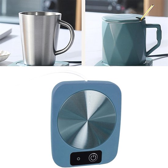 Ynkkvre -Slimme USB Bekerwarmer - Houd Koffie, Thee en Melk Warm op 55℃ - Geschikt voor Keramische, Roestvrijstalen en Glazen Bekers - Energiezuinig & Veilig - Perfect Cadeau -blauw — afbeelding 4